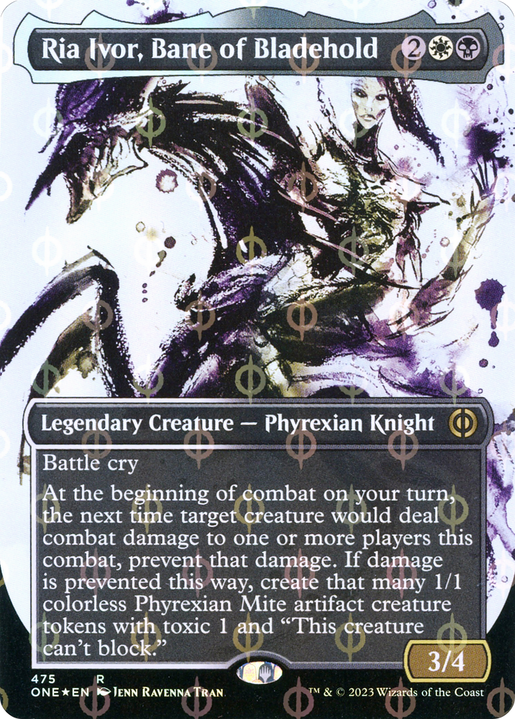 Ria Ivor, Bane of Bladehold (Borderless Ichor Step-and-Compleat Foil) [Phyrexia: All Will Be One] 
