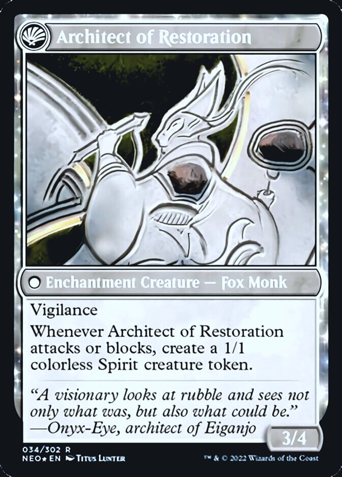The Restoration of Eiganjo // Architect of Restoration [Kamigawa: Neon Dynasty Prerelease Promos] 