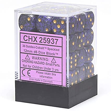 DADOS CHESSEX 12MM GOLDEN COBALT SPECKLED