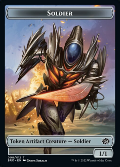 Powerstone // Soldier (008) Double-Sided Token [The Brothers' War Tokens] 