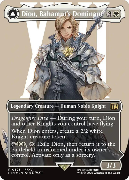 Dion, Bahamut's Dominant // Bahamut, Warden of Light (Borderless) (Surge Foil) [FINAL FANTASY]