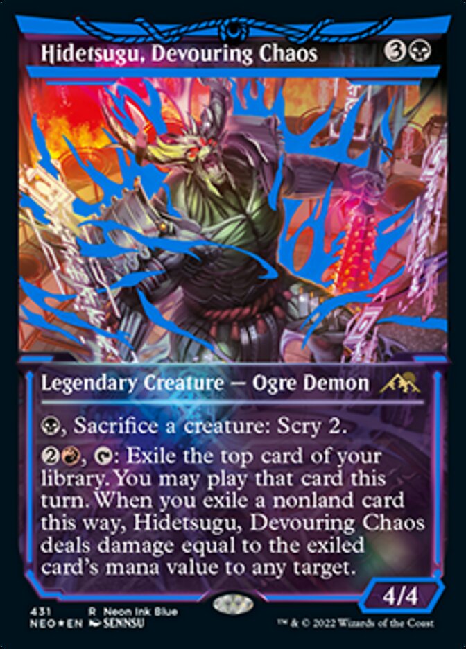 Hidetsugu, Devouring Chaos (Neon Ink Blue) [Kamigawa: Neon Dynasty] 