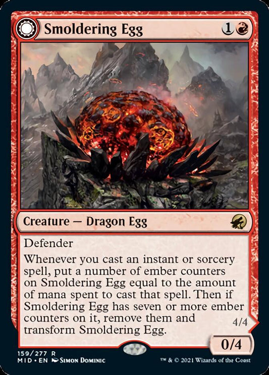 Smoldering Egg // Ashmouth Dragon [Innistrad: Midnight Hunt] - Español