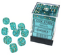 DADOS CHESSEX BOREALIS LUMINARY TEAL/GOLD D6 12MM 