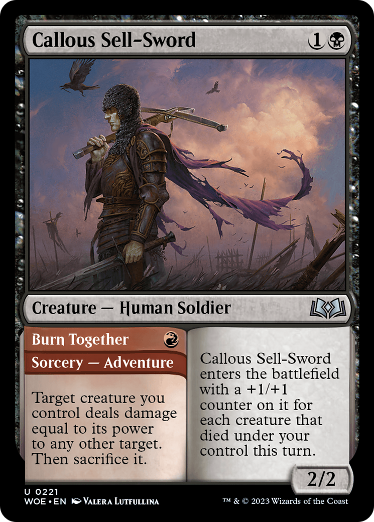 Callous Sell-Sword // Burn Together [Wilds of Eldraine]