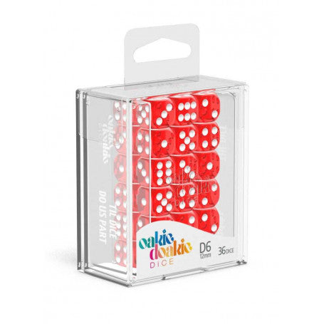 OAKIE DOAKIE DICE DADOS D6 12 MM TRANSLUCENT - RED (36)