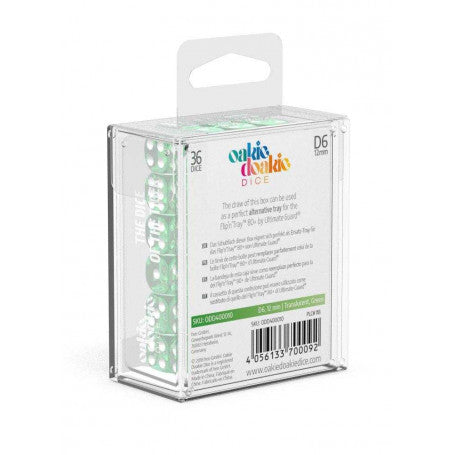 OAKIE DOAKIE DICE DADOS D6 12 MM TRANSLUCENT - GREEN (36)