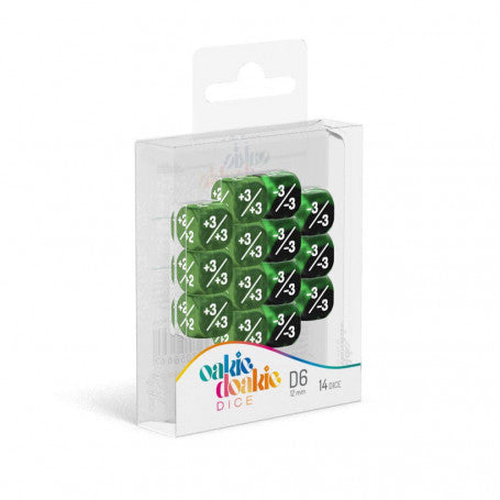 OAKIE DOAKIE DICE DICE D6 12 MM MÁRMOL / GEMIDICE POSITIVO Y NEGATIVO - VERDE