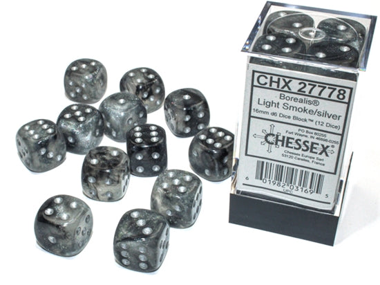DADOS CHESSEX BOREALIS LUMINARY LIGHT SMOKE/SILVER D6 16MM