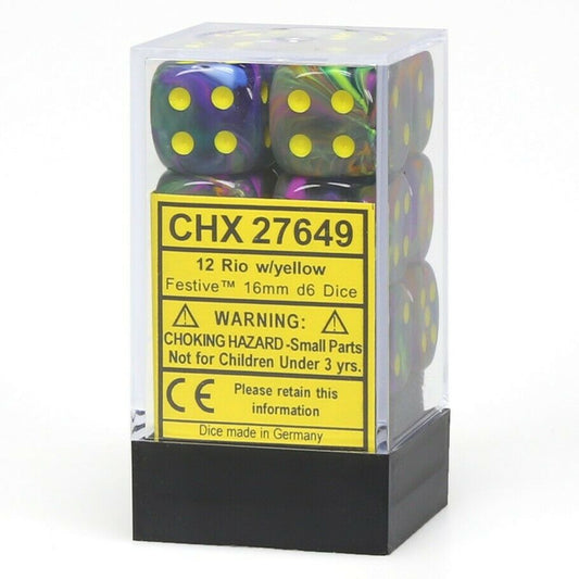 DADOS CHESSEX FESTIVE RIO/YELLOW D6 16MM