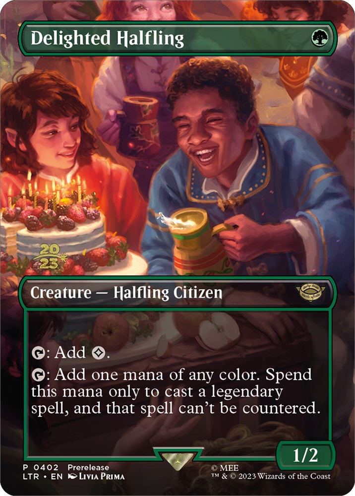 Delighted Halfling (402) - Español [The Lord of the Rings: Tales of Middle-Earth Prerelease Promos]