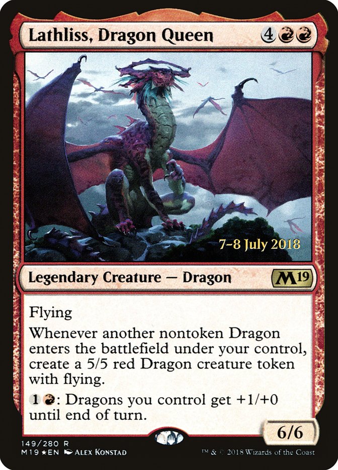 Lathliss, Dragon Queen [Core Set 2019 Prerelease Promos] - Español