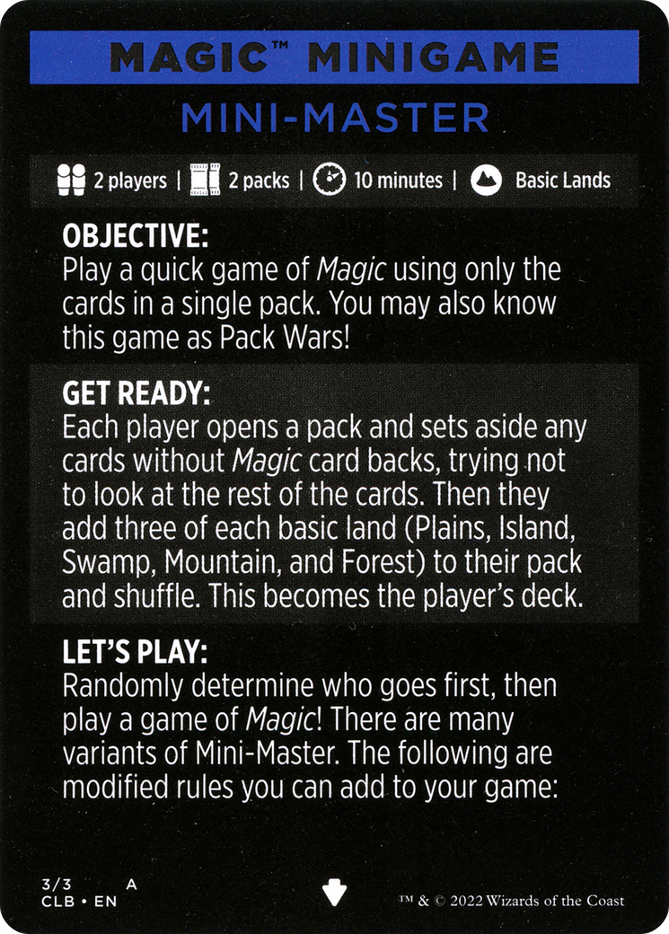 Mini-Master (Magic Minigame) [Commander Legends: Battle for Baldur's Gate Minigame] 