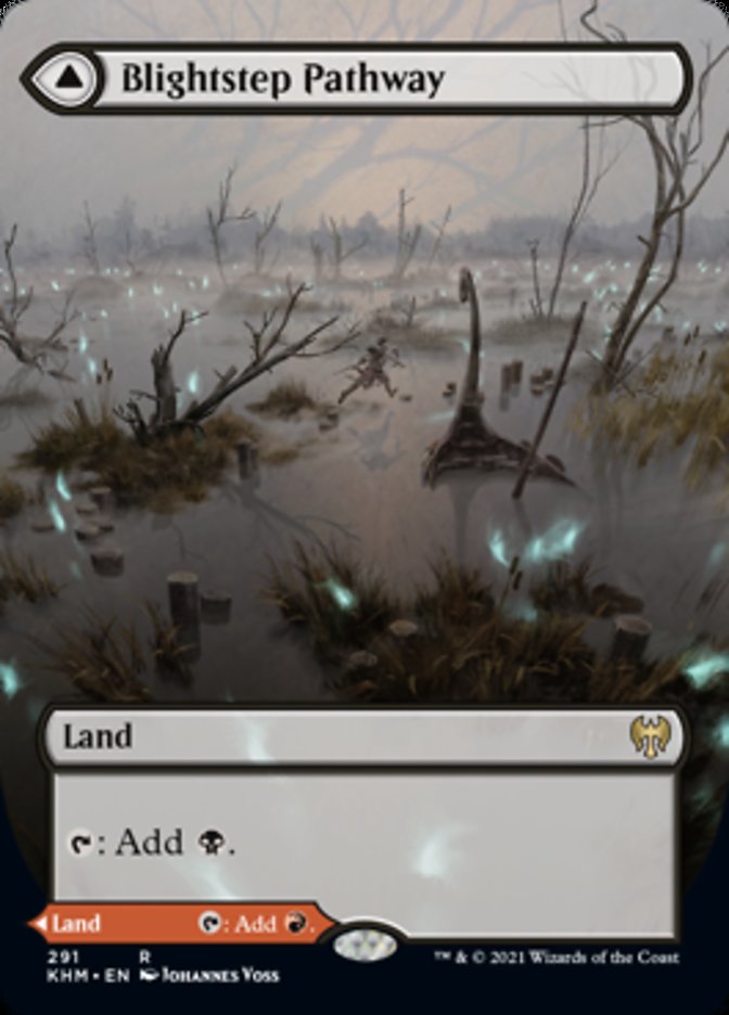 Blightstep Pathway // Searstep Pathway (Borderless Alternate Art) [Kaldheim] - Español