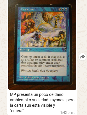 Ejemplo visual de una carta Moderately Played (MP)