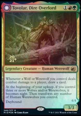 Tovolar, Dire Overlord // Tovolar, the Midnight Scourge [Innistrad: Midnight Hunt Prerelease Promos] - Español