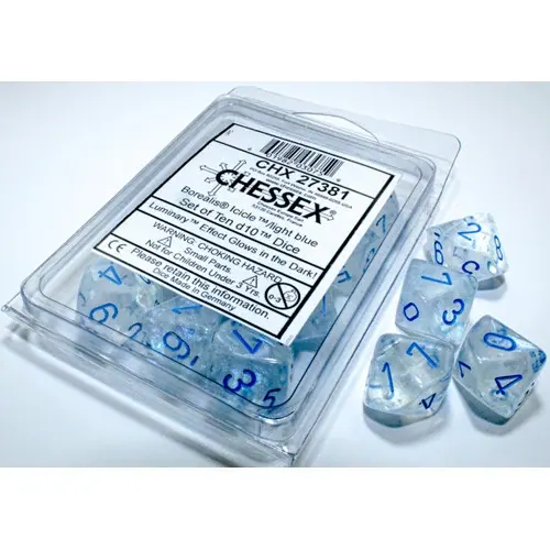 DADOS CHESSEX 10D10 BOREALIS LUMINARY ICICLE/LIGHTBLUE