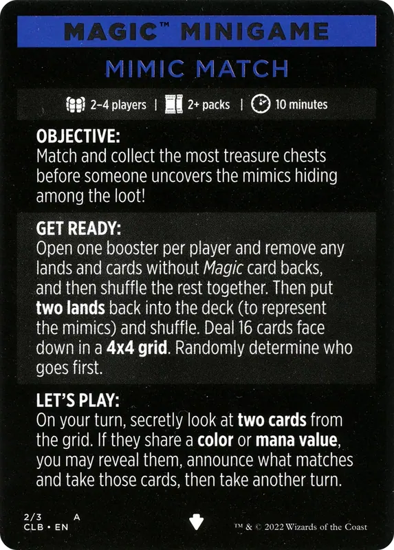 Mimic Match (Magic Minigame) [Commander Legends: Battle for Baldur's Gate Minigame]