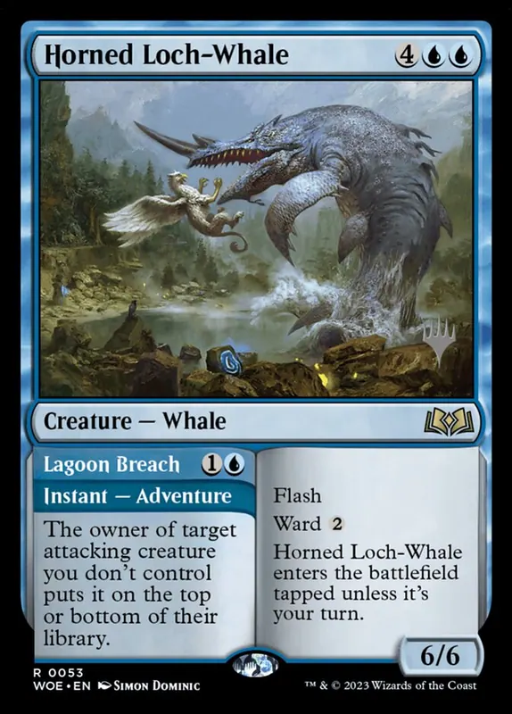 Horned Loch-Whale // Lagoon Breach [Wilds of Eldraine Promos]