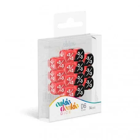 OAKIE DOAKIE DICE DICE D6 12 MM MÁRMOL / GEMIDICE POSITIVO Y NEGATIVO - ROJO