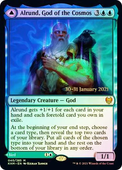 Alrund, God of the Cosmos // Hakka, Whispering Raven [Kaldheim Prerelease Promos] - Español