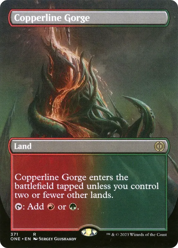 Copperline Gorge (Borderless Alternate Art) [Phyrexia: All Will Be One]