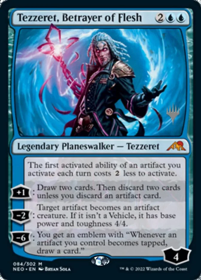 Tezzeret, Betrayer of Flesh (Promo Pack) - Español [Kamigawa: Neon Dynasty Promos]