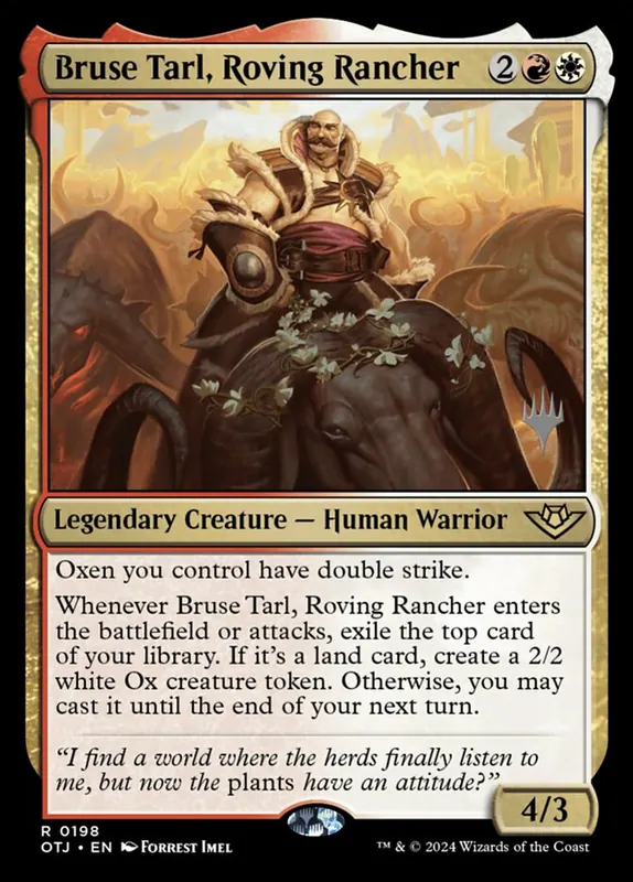 Bruse Tarl, Roving Rancher [Outlaws of Thunder Junction Promos]