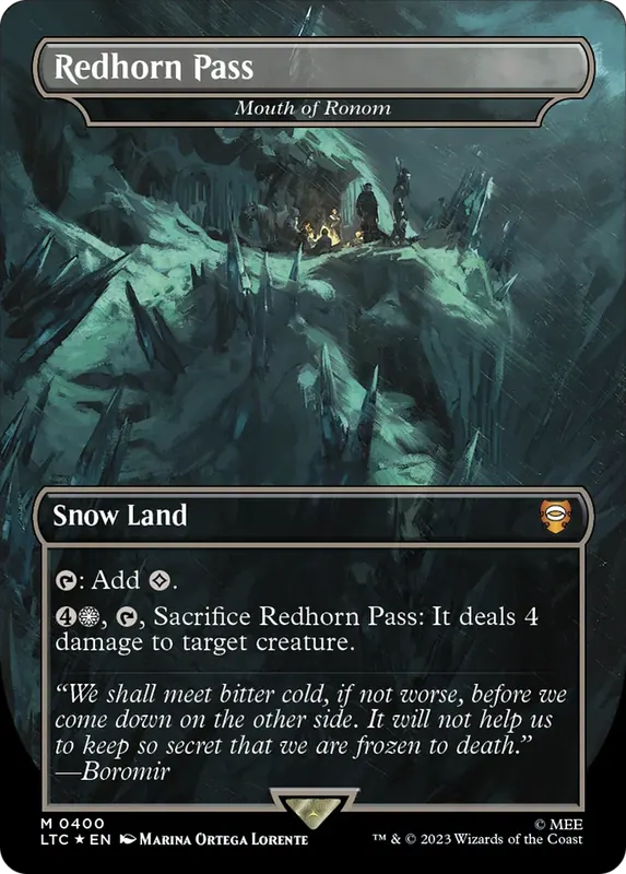 Redhorn Pass - Mouth of Ronom (Borderless) (Surge Foil Realms and Relics) [The Lord of the Rings: Tales of Middle-Earth Commander]