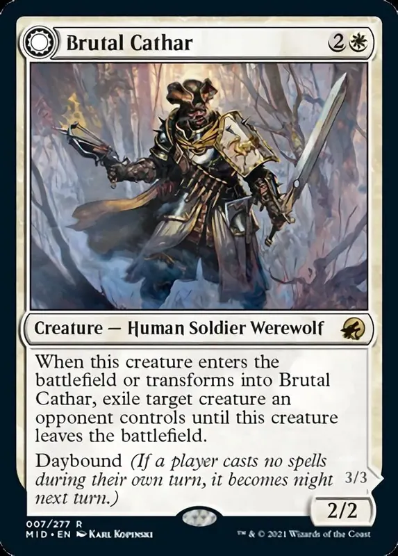 Brutal Cathar // Moonrage Brute - Español [Innistrad: Midnight Hunt]