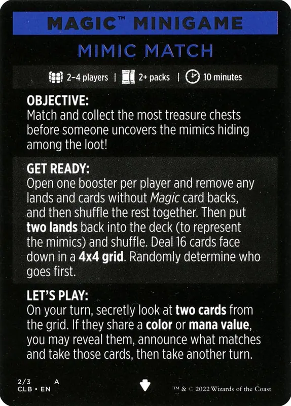 Mimic Match // Mimic Match (cont'd) [Commander Legends: Battle for Baldur's Gate Minigames]