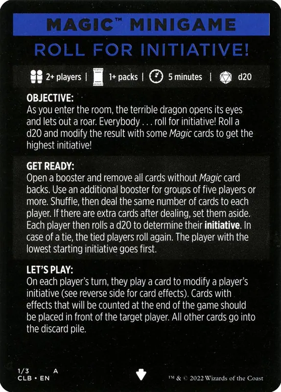 Roll for Initiative // Roll for Initiative (cont'd) [Commander Legends: Battle for Baldur's Gate Minigames]