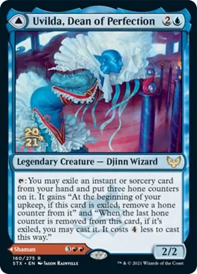 Uvilda, Dean of Perfection // Nassari, Dean of Expression [Strixhaven: School of Mages Prerelease Promos] - Español