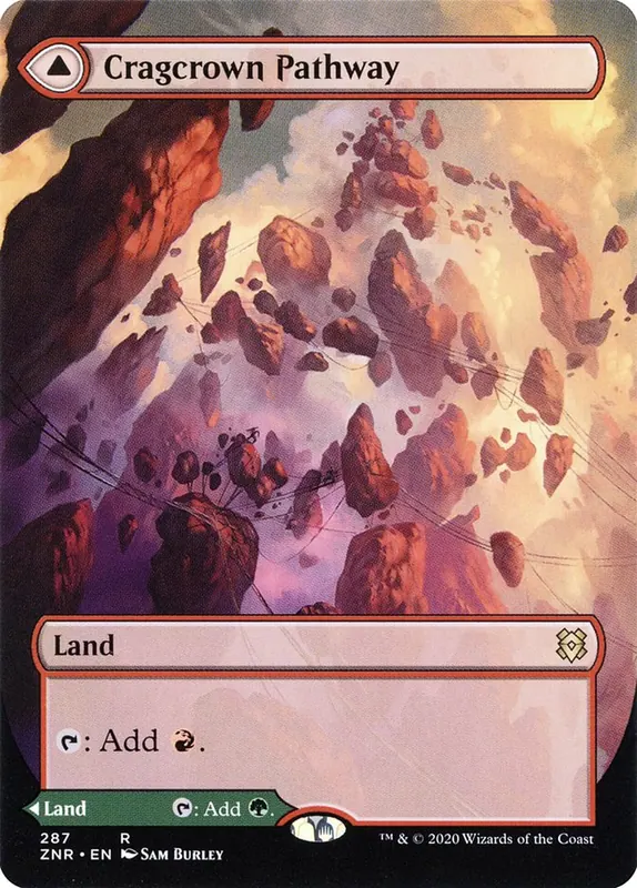Cragcrown Pathway // Timbercrown Pathway (Borderless Alternate Art) [Zendikar Rising] - Español