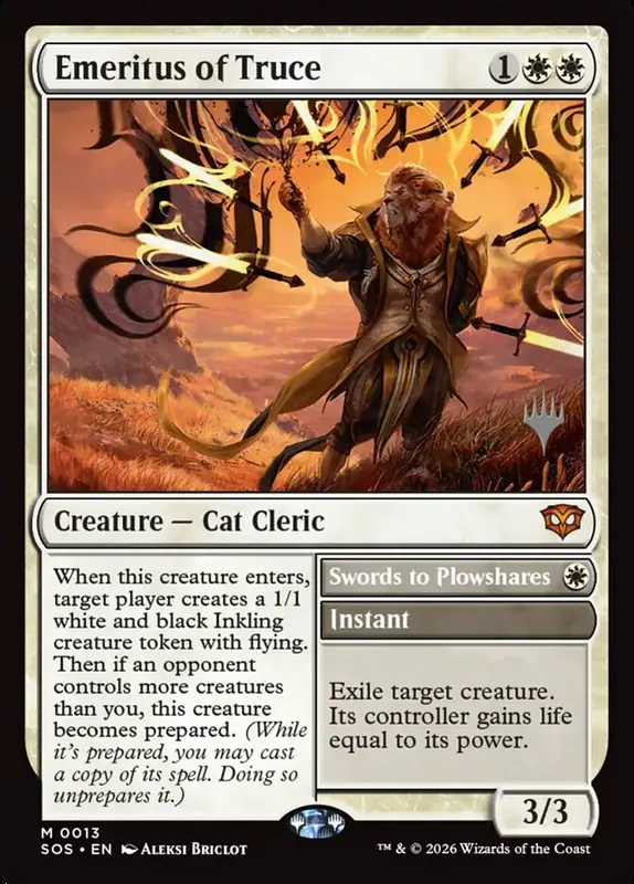 Emeritus of Truce // Swords to Plowshares [Secrets of Strixhaven Promos]