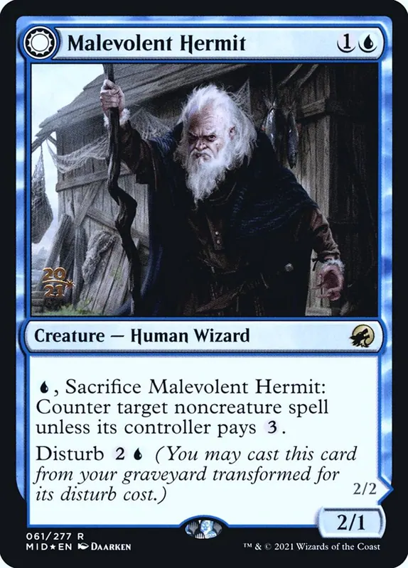 Malevolent Hermit // Benevolent Geist [Innistrad: Midnight Hunt Promos]