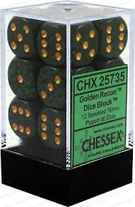 DADOS CHESSEX SPECKLED GOLDEN RECON D6 16MM