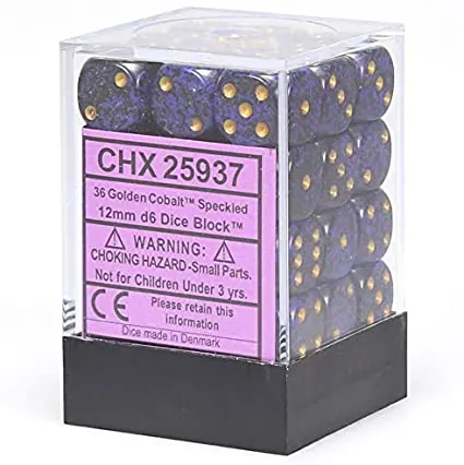 DADOS CHESSEX 12MM GOLDEN COBALT SPECKLED