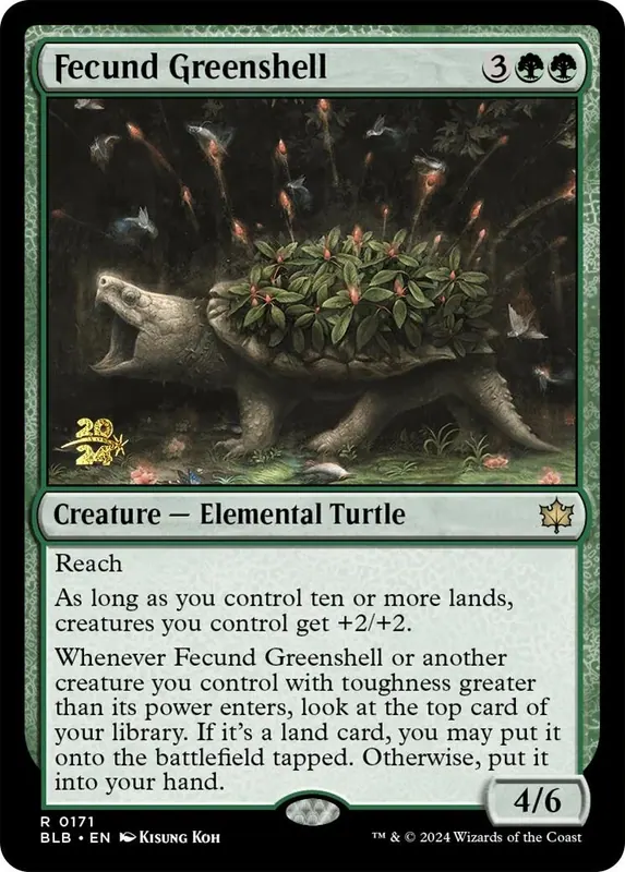 Fecund Greenshell [Bloomburrow Prerelease Promos]