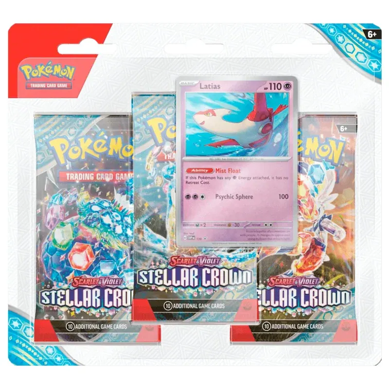 Pokémon – Scarlet & Violet Stellar Crown – 3-Pack Blister – Ingles