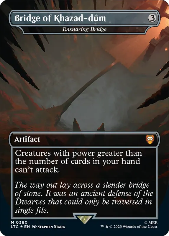 Bridge of Khazad-dum - Ensnaring Bridge (Borderless) (Surge Foil Realms and Relics) [The Lord of the Rings: Tales of Middle-Earth Commander]