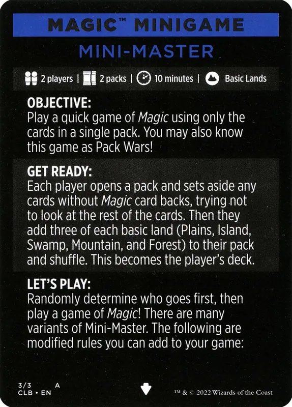 Mini-Master // Mini-Master (cont'd) [Commander Legends: Battle for Baldur's Gate Minigames]