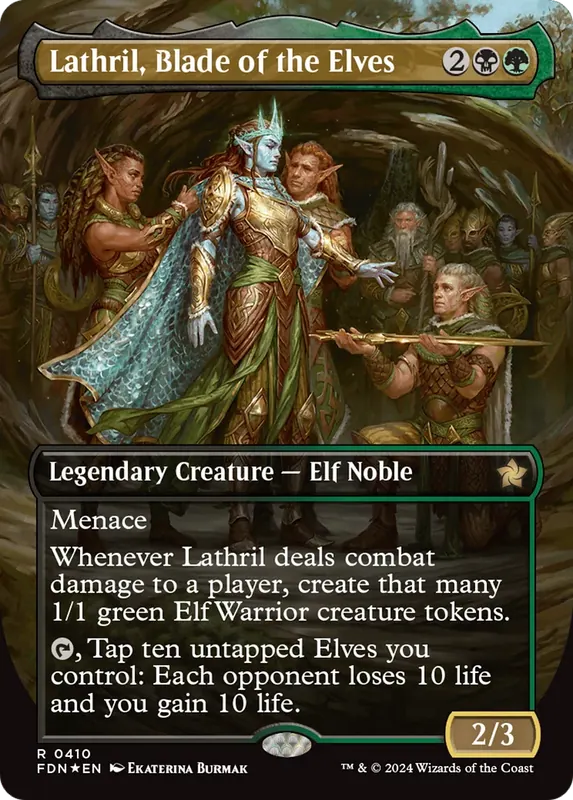 Lathril, Blade of the Elves (Borderless) (Mana Foil) [Foundations]