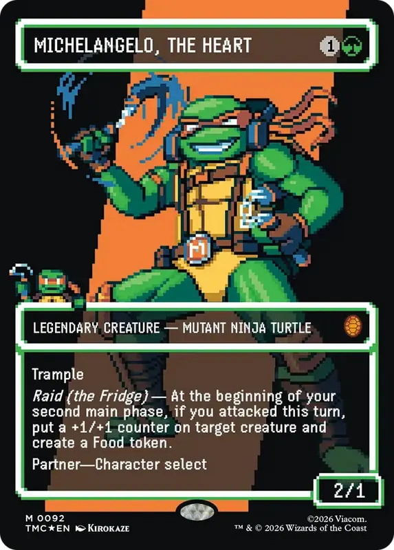 Michelangelo, the Heart (0092) (Borderless) (Surge Foil) [Teenage Mutant Ninja Turtles Commander]