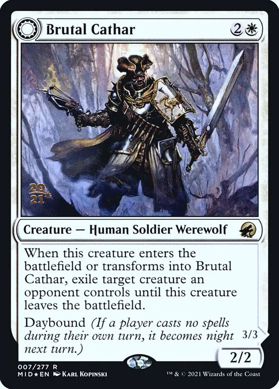 Brutal Cathar // Moonrage Brute [Innistrad: Midnight Hunt Promos]