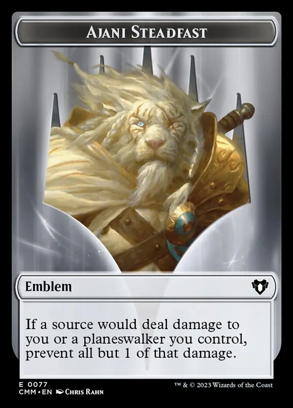 Ajani Steadfast Emblem [Commander Masters Tokens]