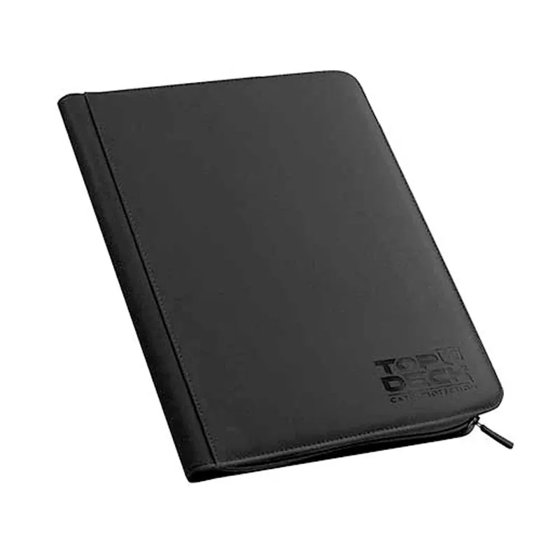 Top Deck - Carpeta de Cuero + Cierre 9 Bolsillos - Negro
