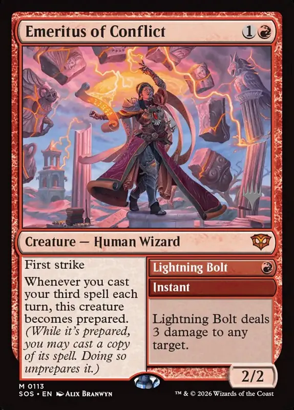 Emeritus of Conflict // Lightning Bolt [Secrets of Strixhaven Promos]