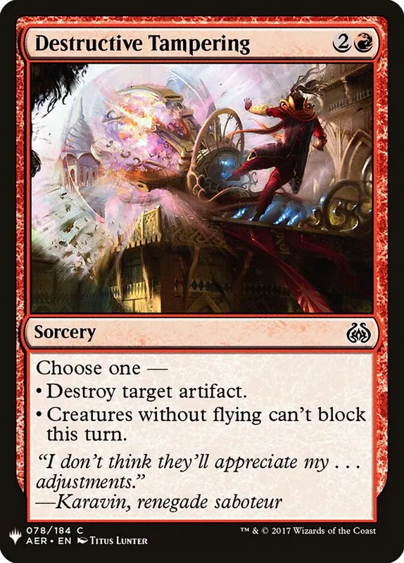 Destructive Tampering [The List]