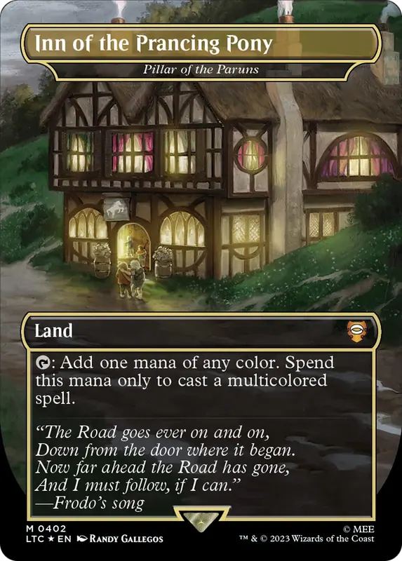 Inn of the Prancing Pony - Pillar of the Paruns (Borderless) (Surge Foil Realms and Relics) [The Lord of the Rings: Tales of Middle-Earth Commander]